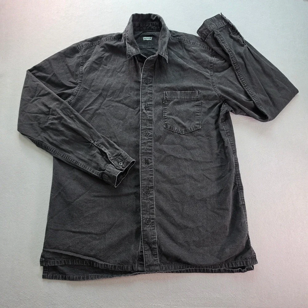Levis Mens Large Long Sleeve Button Down Shirt Washed Black Cotton S40115 NXHK